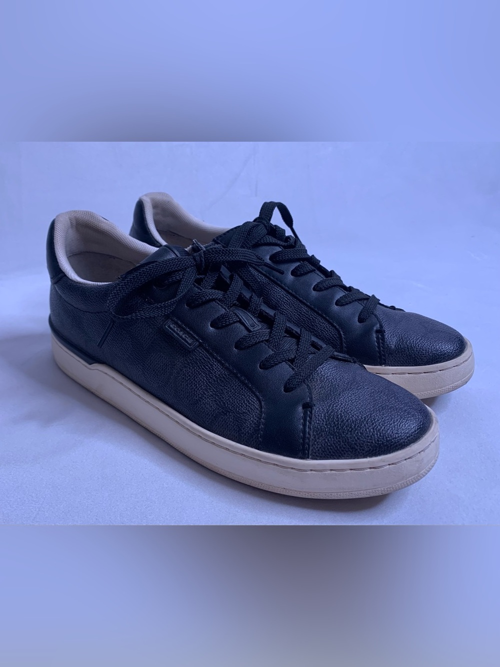 Women’s Coach Lowline sneakers charcoal black monogram coated canvas size 8.5
